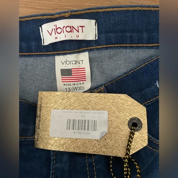 Vibrant Distressed Dark Blue Flare Jeans. Women’s size 13 W30. BNWT - Picture 4 of 4